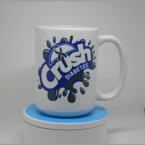 A coffee mug sitting on top of a coaster.