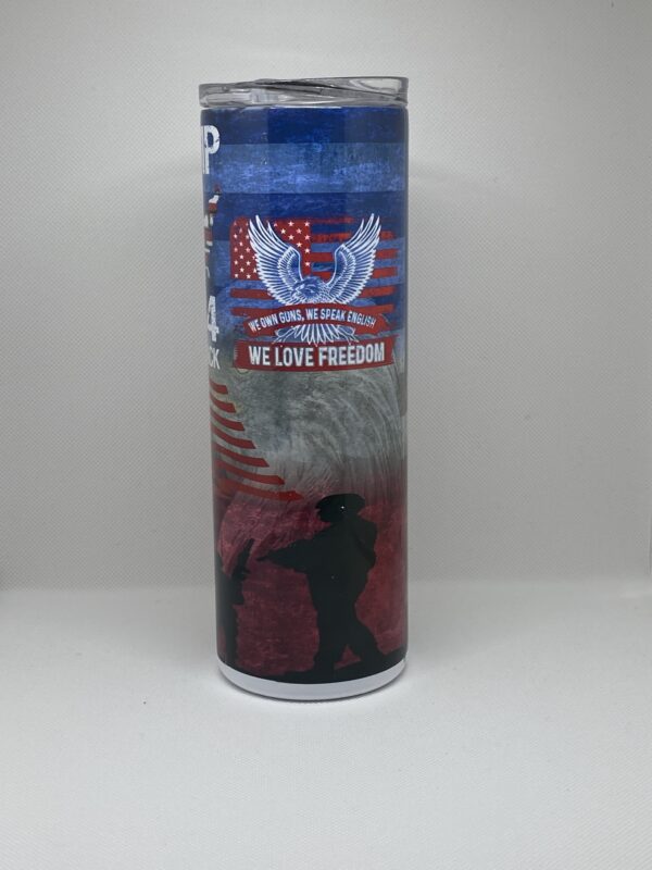 A candle that has the words " we love freedom ".