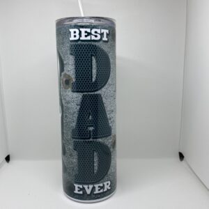 A candle that says best dad ever on it.