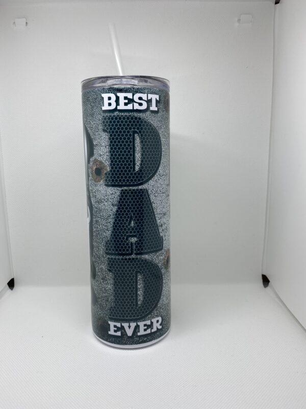 A candle that says best dad ever on it.