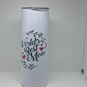 A white cup with the words " world 's best mom ".